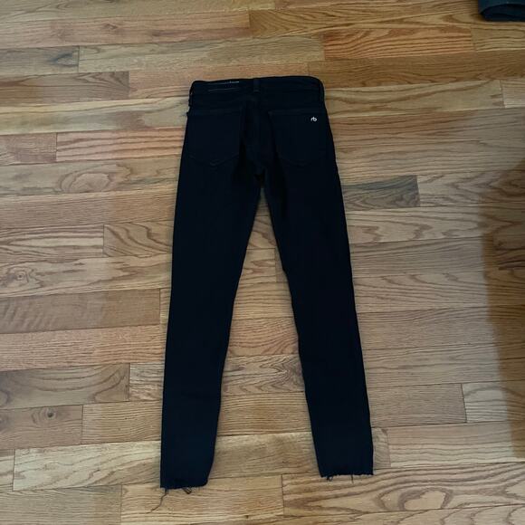 rag & bone Cate Skinny Jeans Womens 24 Black Mid Rise Frayed Hem Ankle Denim - Picture 3 of 9